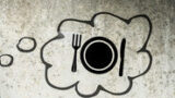 Thought bubble with plate and cutlery