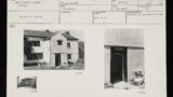 Two black and white images of a 17th century house mounted on a photocard.