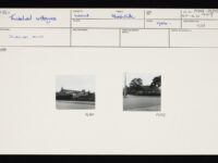 Two black and white photographs mounted on a photocard.