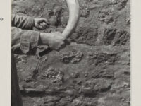Male holding cowhorn used as a spoon for administering medicine to cattle, Starbotton ( Wharfedale).