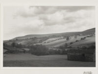 Anglo-Saxon strip lynchets in ancient arable fields near West Scrafton ( Coverdale). Stone barn in foreground.